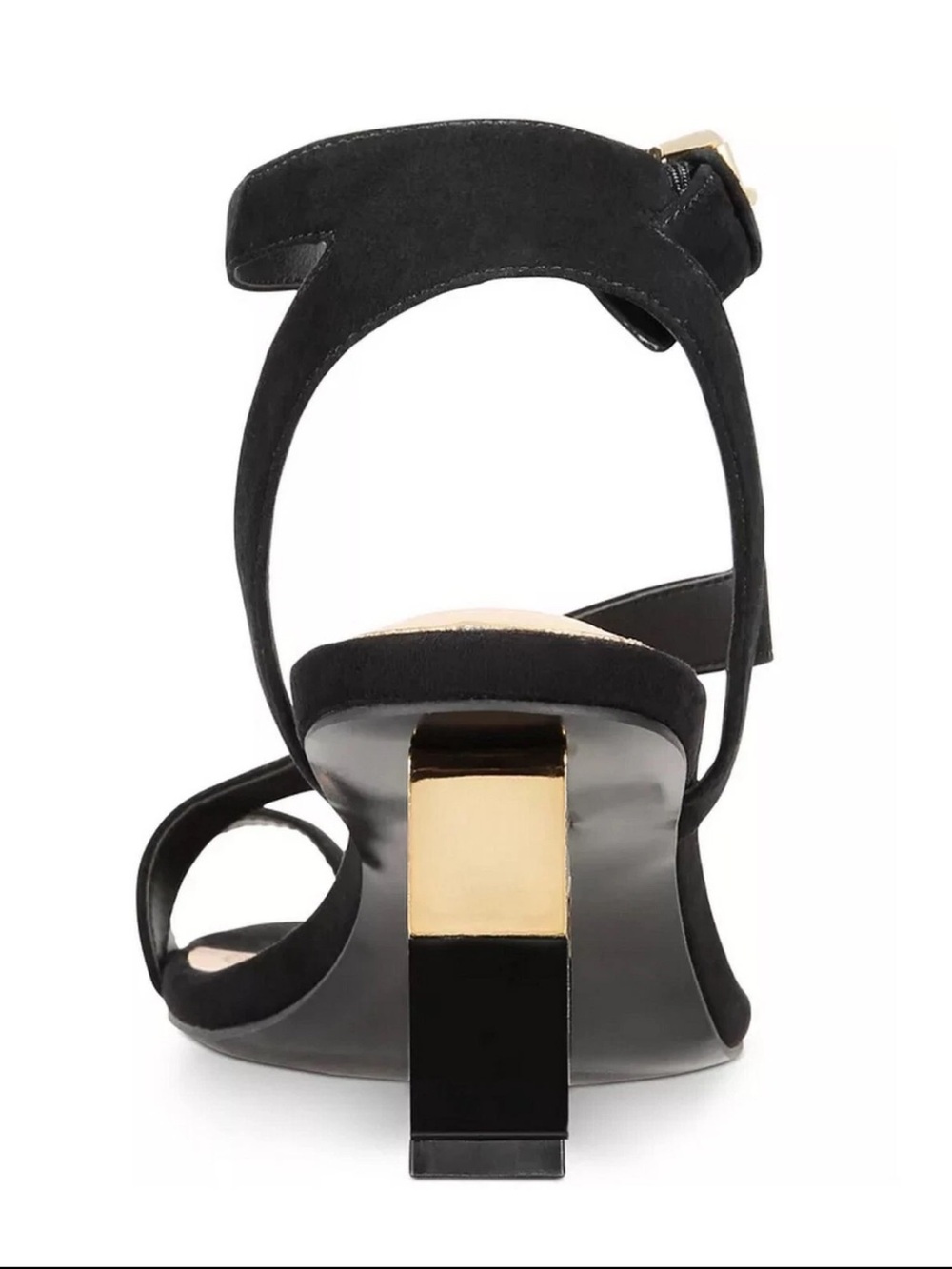 ALFANI WOMEN’S COREENA SQUARE-HEEL DRESS SANDALS IN BLACK WITH GOLD HEEL US 9.5 - Picture 3 of 6